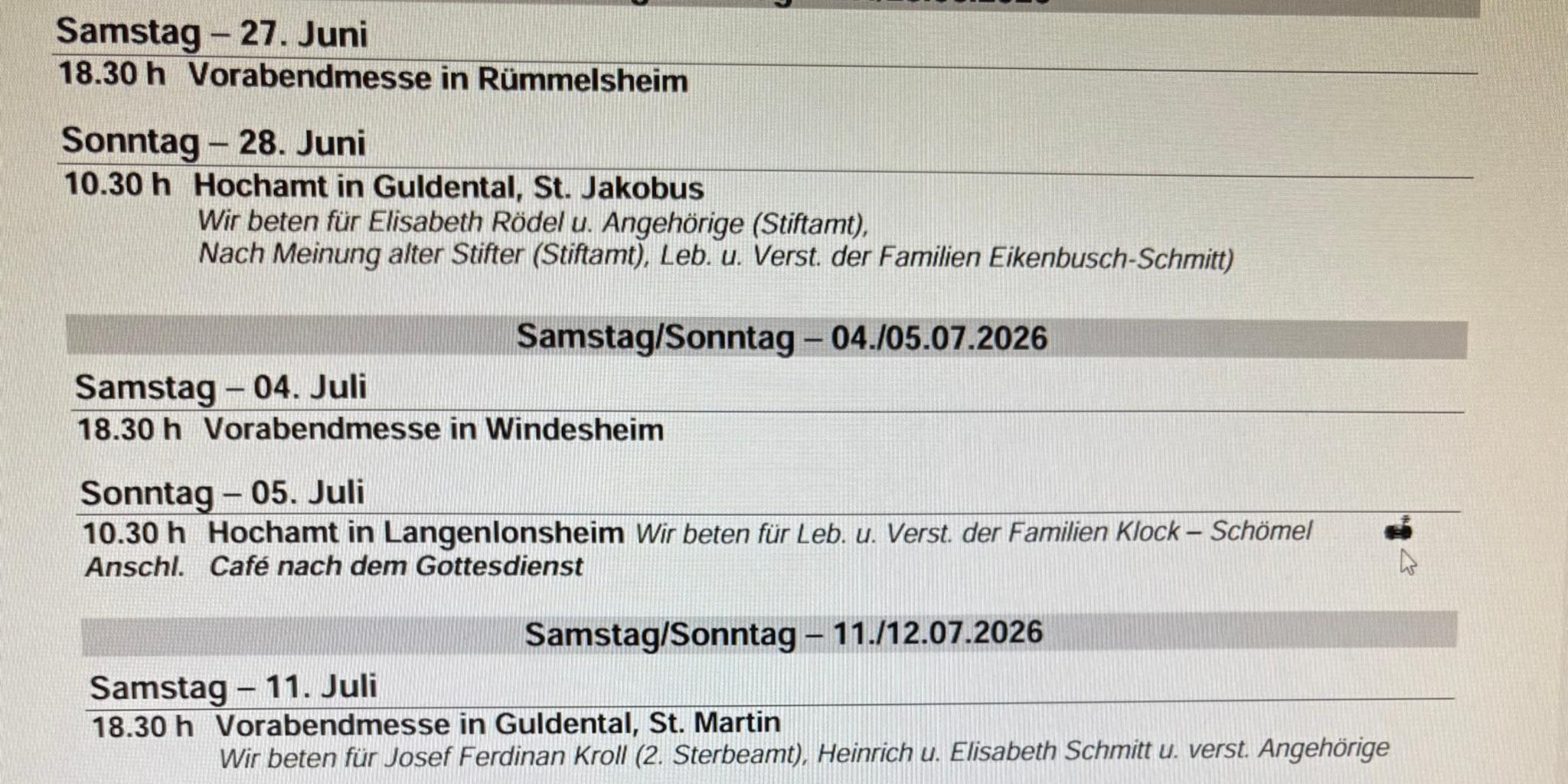 neue Gottesdienstordnung