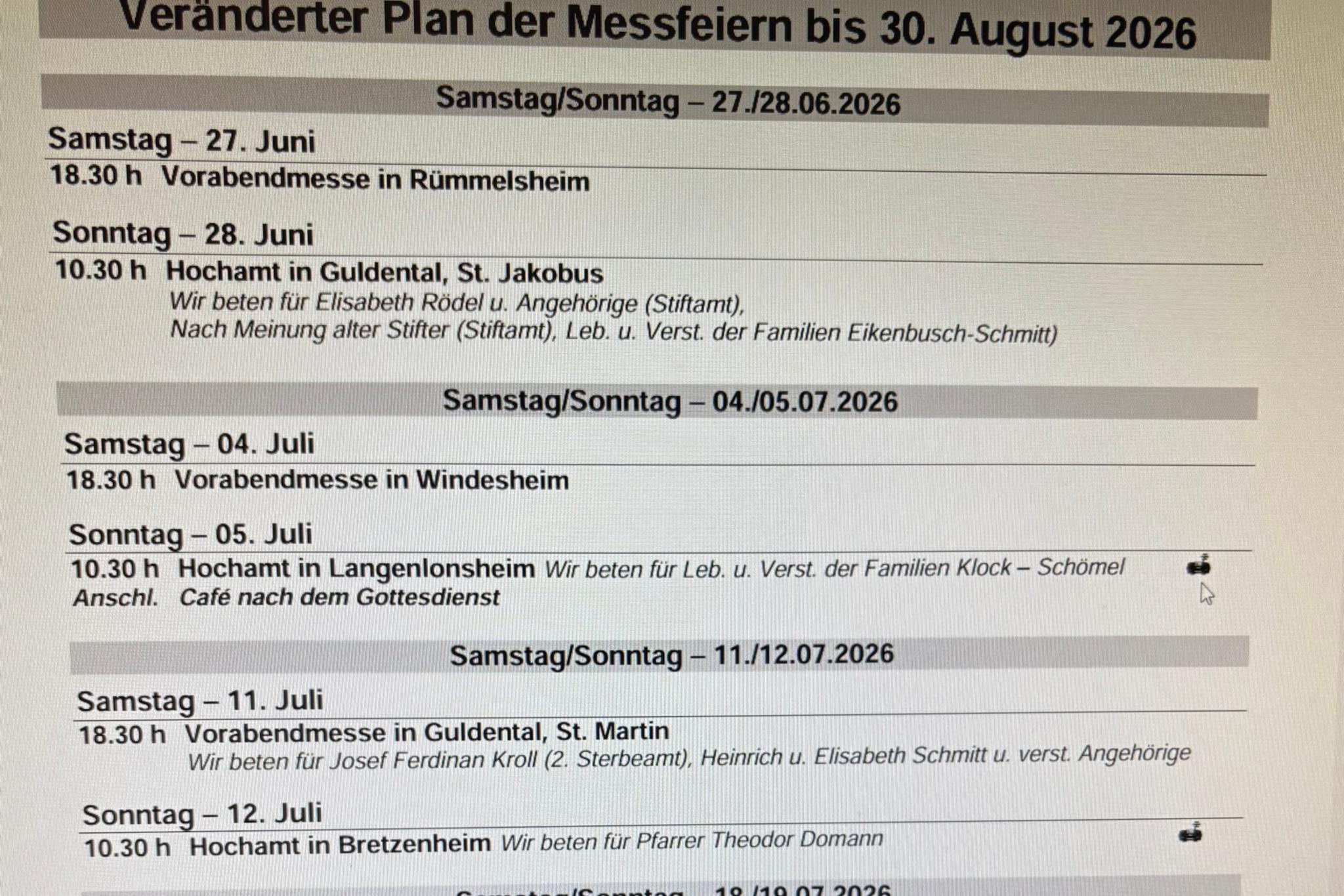 neue Gottesdienstordnung